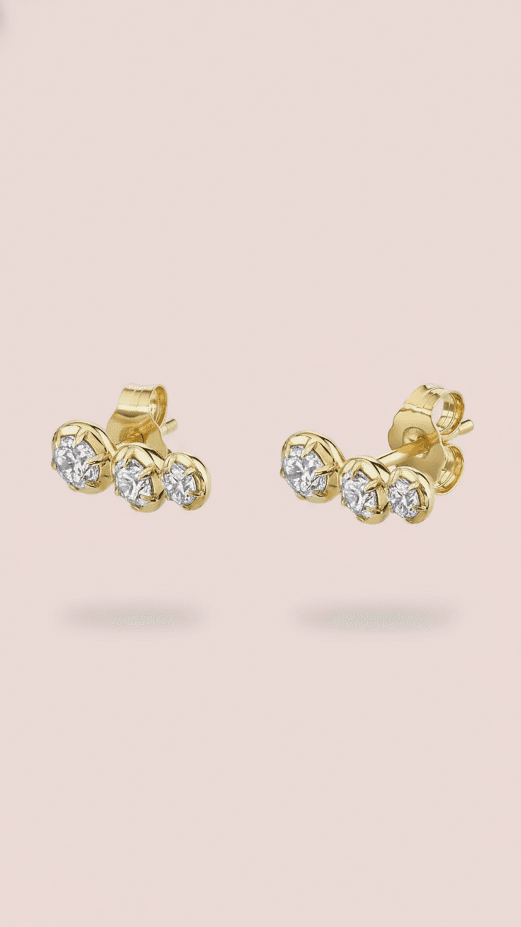 Studs trio de zirconia