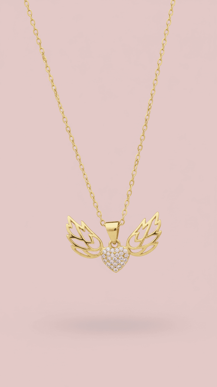Collar de corazón con alas