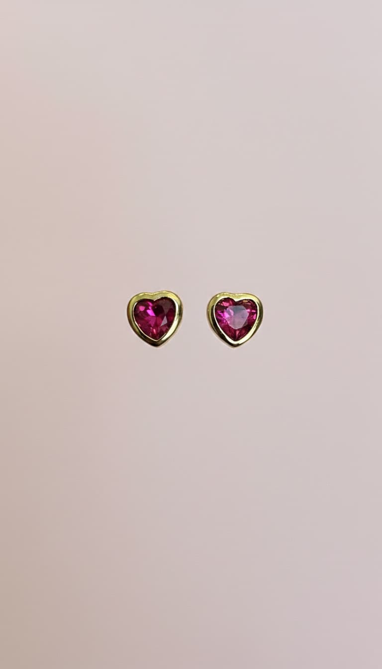 Arete mini corazón rubi  