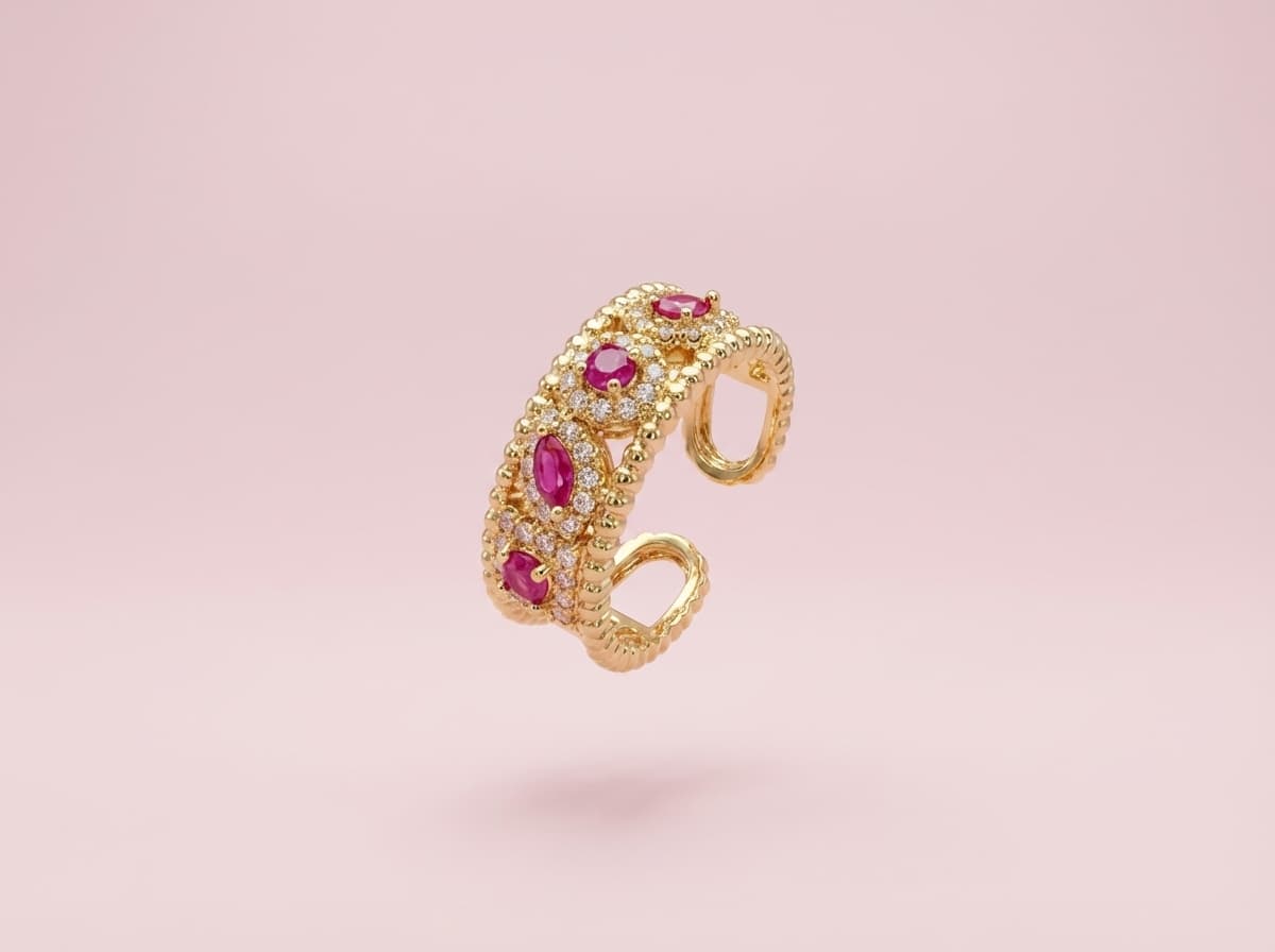 Anillo gotas rosas