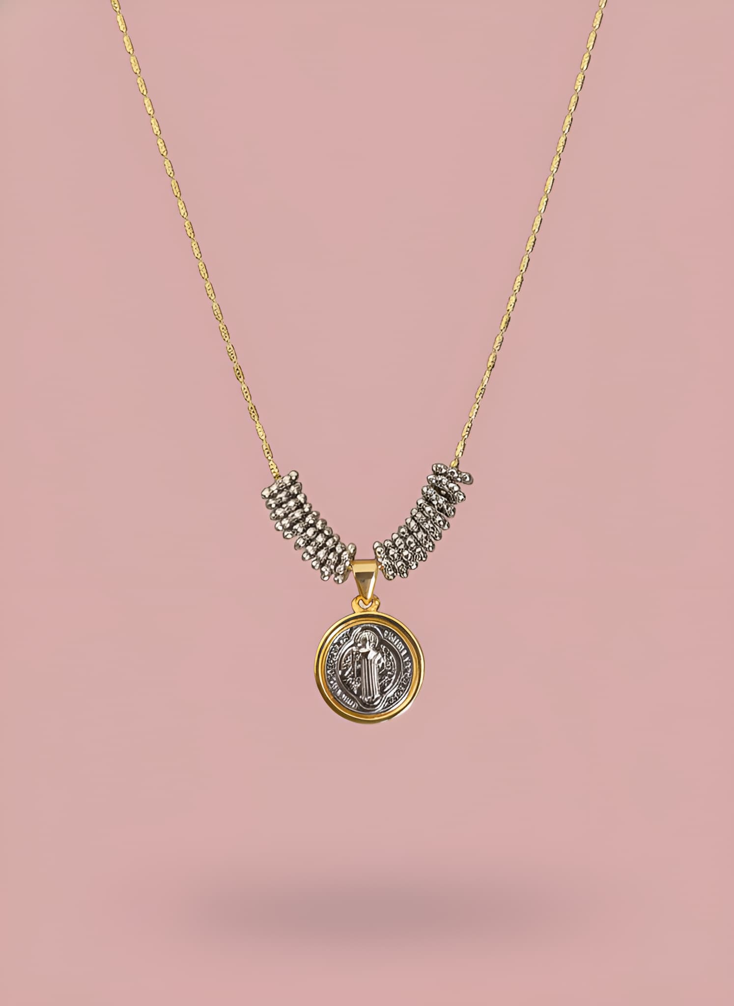 Collar san Benito pewter